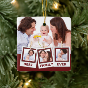 Ornamento De Cerâmica Melhor Família de Sempre Colagem de 4 Fotos Person