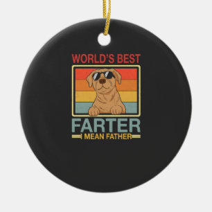 Ornamento De Cerâmica Melhor Fartador do Mundo Quer Dizer Pai Cachorro E