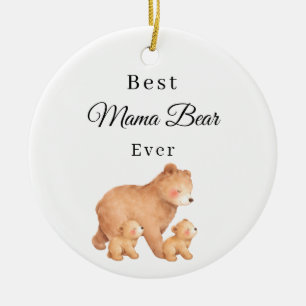 Ornamento De Cerâmica Melhor Foto de Mamãe Urso Já