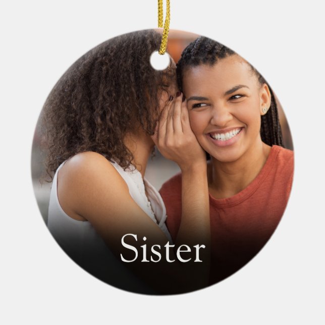 Ornamento De Cerâmica Melhor Irmã de Todos os Tempos Definição Foto Rosa (Frente)