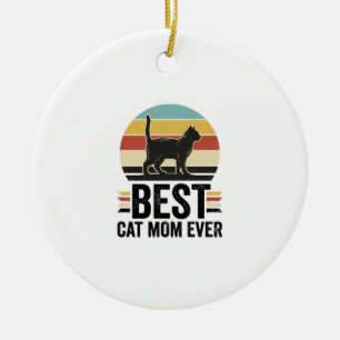 Ornamento De Cerâmica Melhor Mãe de Gato de Todos os Tempos Design Retro