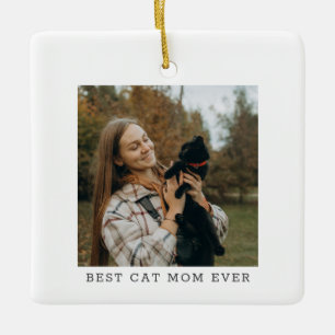 Ornamento De Cerâmica Melhor Mãe de Gato de Todos os Tempos Foto Simples