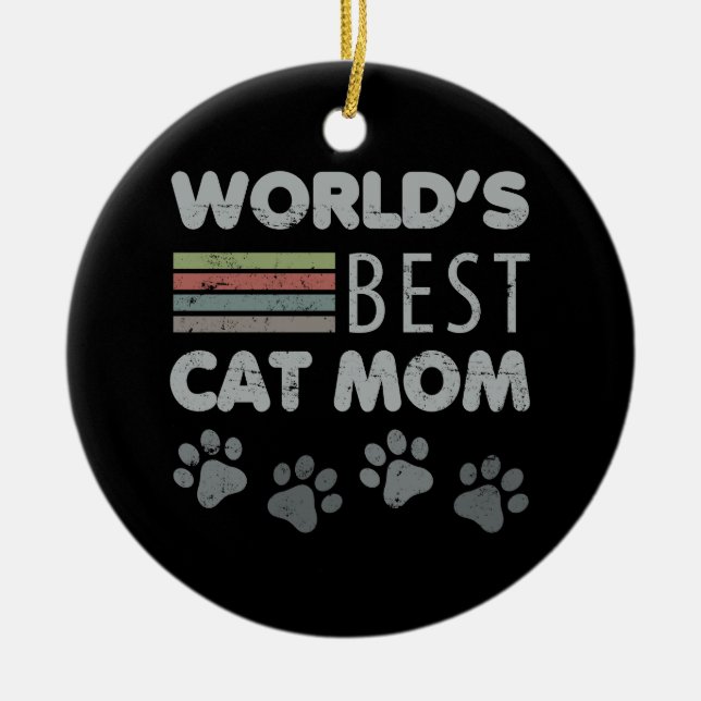 Ornamento De Cerâmica Melhor Mãe Gato do Mundo (Frente)