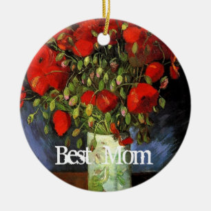 Ornamento De Cerâmica Melhor mãe, vaso com papoila vermelha