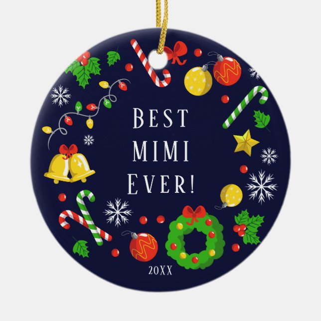 Ornamento De Cerâmica Melhor Mimi Natal Adorno de Natal (Frente)