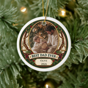 Ornamento De Cerâmica Melhor Pai de Todos Personalizado Foto Natal