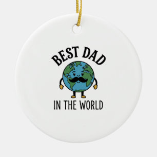 Ornamento De Cerâmica Melhor Pai do Mundo Earth Bigode Camisa Design_
