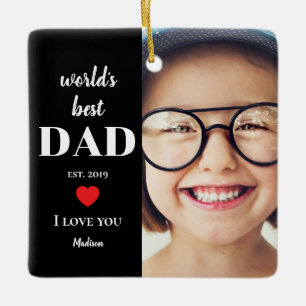 Ornamento De Cerâmica Melhor Pai do Mundo Eu Te Amo Foto Personalizada d
