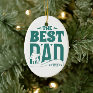 Ornamento De Cerâmica Melhor Pai do Mundo – Silhueta de Pai e Filho Surf