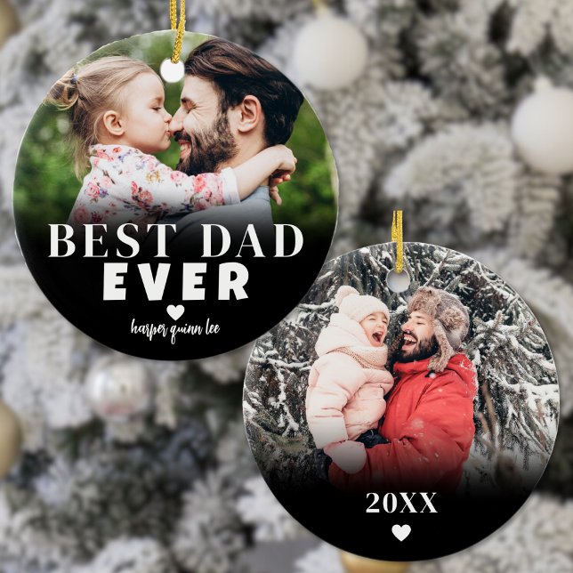 Ornamento De Cerâmica Melhor Pai do Natal (Best Dad Ever Photo Christmas Ceramic Ornament)