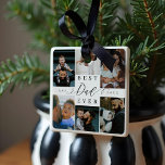 Ornamento De Cerâmica Melhor Pai Nunca | Colagem de fotos do Dia de os p<br><div class="desc">Mande um belo presente personalizado para o seu pai que ele amará para sempre. Ornamento especial personalizado de colagem de fotos da família para mostrar suas fotos e memórias especiais da família. Nosso design apresenta um simples design de grade de colagem de 6 fotos com "Melhor Pai Nunca" projetado em...</div>