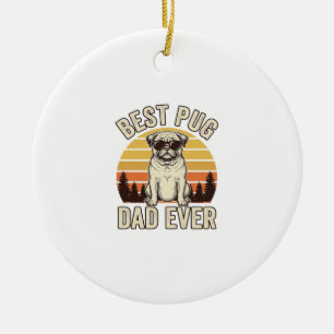 Ornamento De Cerâmica Melhor Pai Pug de Todos os Tempos Camisa Vintage P