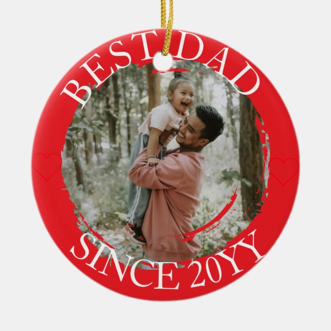 Ornamento De Cerâmica Melhor Pai Simples Feliz Natal (Frente)