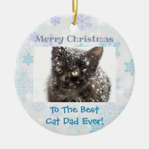 Ornamento De Cerâmica Melhor Papai Gato de Natal Foto de Estimação