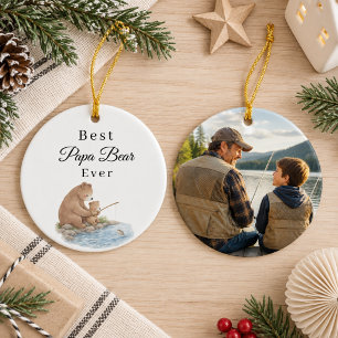 Ornamento De Cerâmica Melhor Papai Urso de Todos os Tempos Foto de Pesca