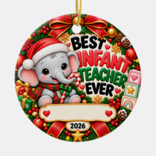 Ornamento De Cerâmica Melhor Professor de Bebês de Sempre Elefante Natal