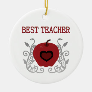 Ornamento De Cerâmica Melhor Professora Apple Vermelha