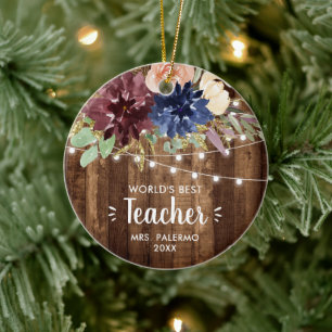 Ornamento De Cerâmica Melhor Professora Personalizada Lâmpadas de Fada d