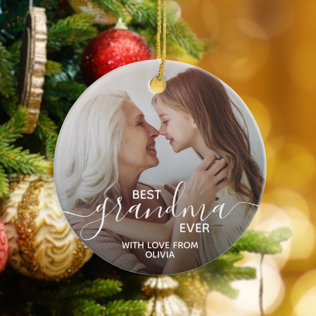 Ornamento De Cerâmica Melhor Vovó já Personalizada Foto (Criador carregado)