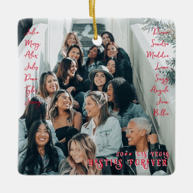 Ornamento De Cerâmica Melhores Amigas Para Sempre Viagem de Garotas Nome (Frente)