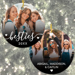 Ornamento De Cerâmica Melhores Amigos Personalizados Duas Fotos