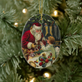 Ornamento De Cerâmica Melhores Desejos de Natal Papai Noel Vitoriano com