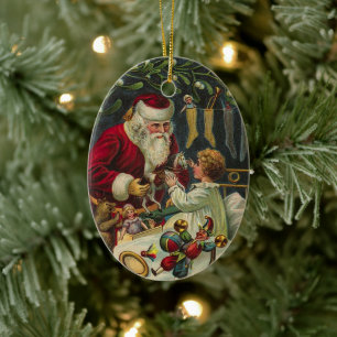 Ornamento De Cerâmica Melhores Desejos de Natal Papai Noel Vitoriano com