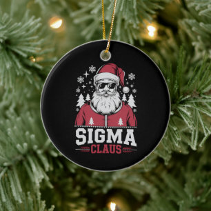 Ornamento De Cerâmica Meme do Sigma Papai Noel Legal Natal Rizz Rizzler