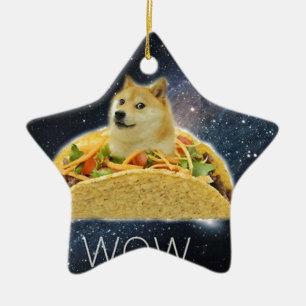 Ornamento De Cerâmica meme do taco espacial doge