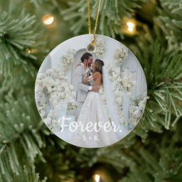 Ornamento De Cerâmica Memória de Casamento Elegante Foto