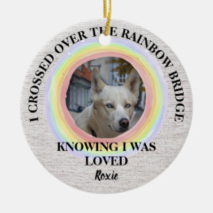 Ornamento De Cerâmica Memória do Rainbow Bridge Dog, Foto Personalizada