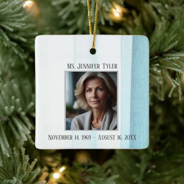 Ornamento De Cerâmica Memória Funeral Azul No Amor (Árvore)