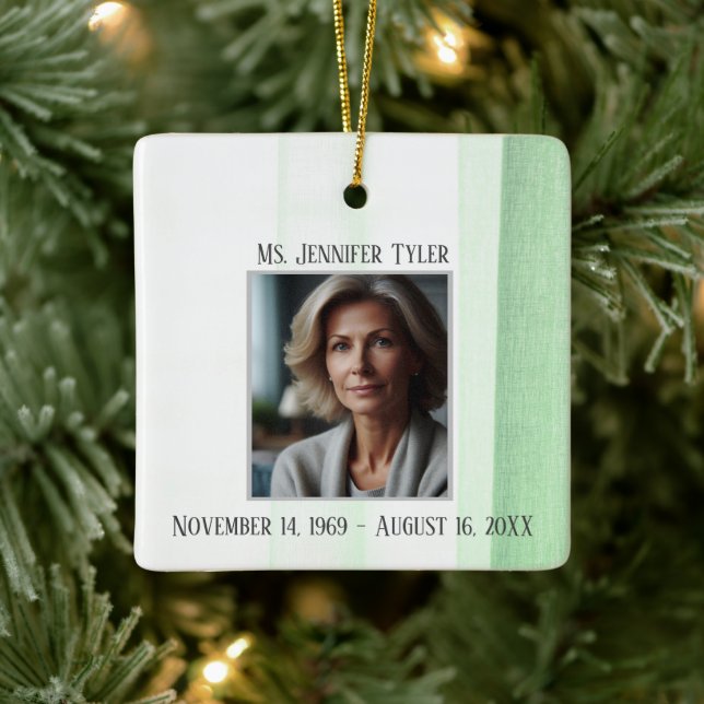 Ornamento De Cerâmica Memória Funeral Verde Em Amor (Árvore)