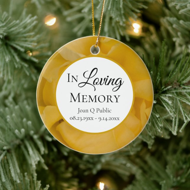 Ornamento De Cerâmica Memorial das Pétalas das Flores de Rosa Amarelas (Árvore)