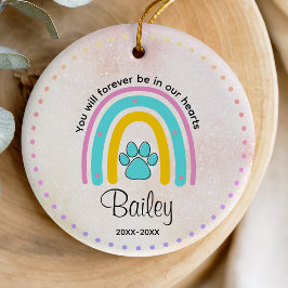 Ornamento De Cerâmica Memorial de cachorro ou gato rosa azul arco-íris f