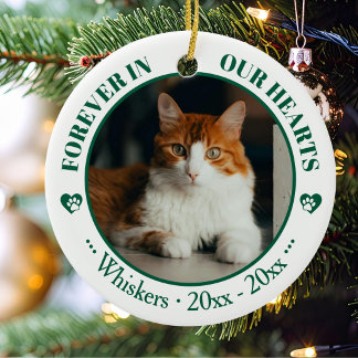 Ornamento De Cerâmica Memorial de Foto e Nome de Gato Para Sempre em Nos