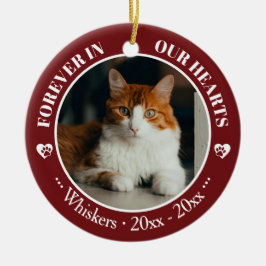 Ornamento De Cerâmica Memorial de Foto e Nome de Gato Para Sempre em Nos