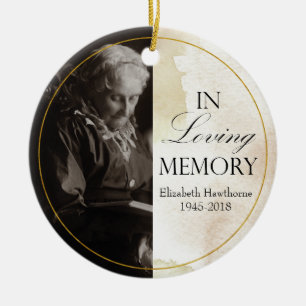 Ornamento De Cerâmica Memorial de Foto personalizado "Em memória amoros