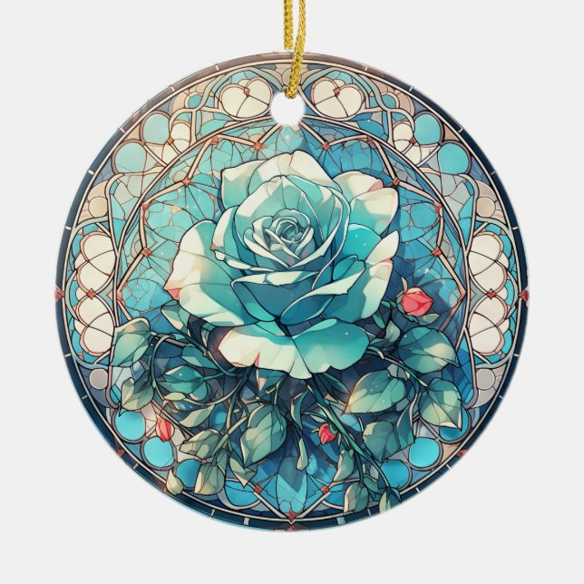 Ornamento De Cerâmica Memorial de Fotografia Floral (Frente)