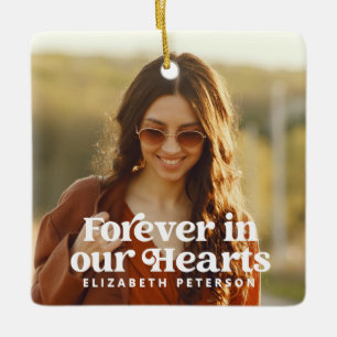 Ornamento De Cerâmica Memorial de Fotografias Personalizadas Simples par