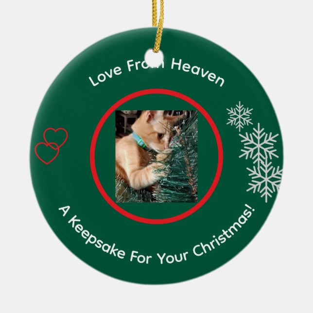 Ornamento De Cerâmica Memorial de Fotos de Gatos (Frente)