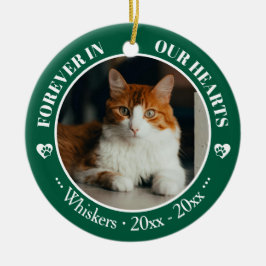 Ornamento De Cerâmica Memorial de Fotos e Nomes de Gatos Para Sempre em