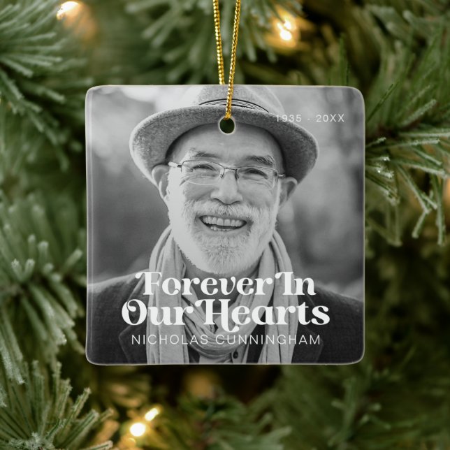 Ornamento De Cerâmica Memorial De Fotos Elegante Para Sempre Em Nossos C (Árvore)