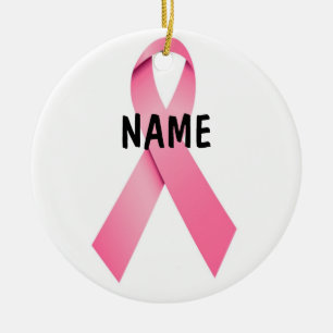 Ornamento De Cerâmica Memorial de Natal de Cancer de Mama PERSONALIZADO