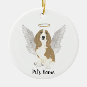 Ornamento De Cerâmica Memorial de Simpatia Personalizado de Basset Hound