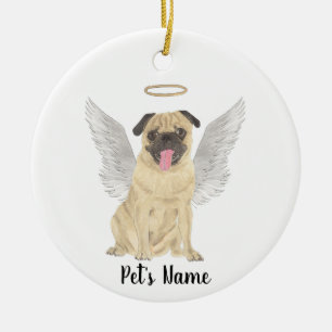 Ornamento De Cerâmica Memorial de Simpatia Pug Personalizado