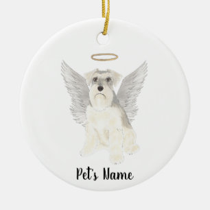 Ornamento De Cerâmica Memorial de Simpatia Schnauzer Cinza Branco