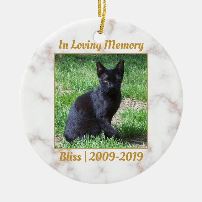 Ornamento De Cerâmica Memorial do Marble Branco e Dourado (Frente)