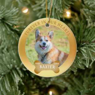 Ornamento De Cerâmica Memorial Dourado Foto FUREVER, do Cão Bone