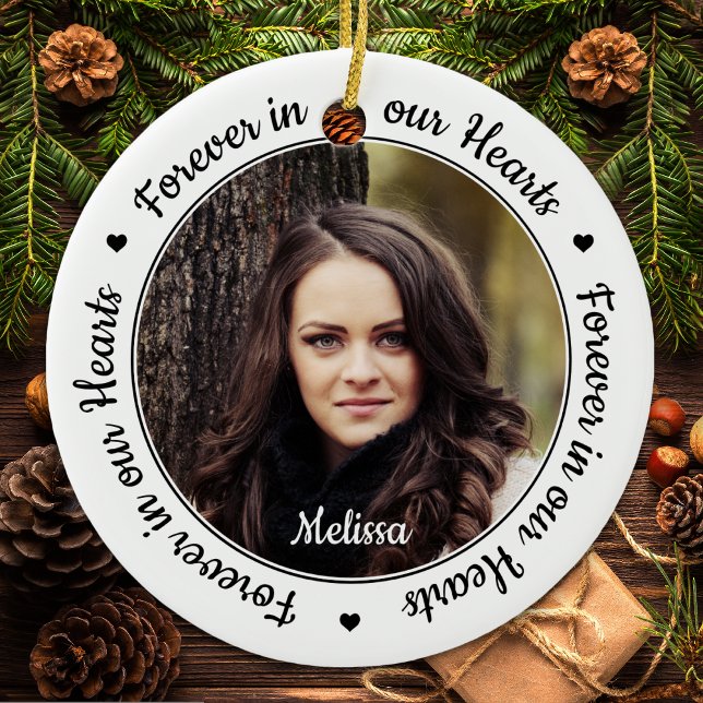 Ornamento De Cerâmica Memorial Fotográfico Moderno para sempre em nossos (Criador carregado)